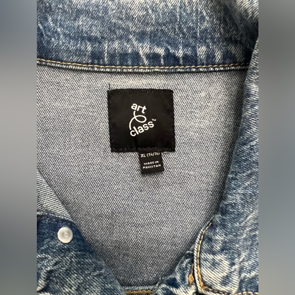 Art Class Oversized Denim Jean Jacket Kids Size XL - Picture 4 of 10
